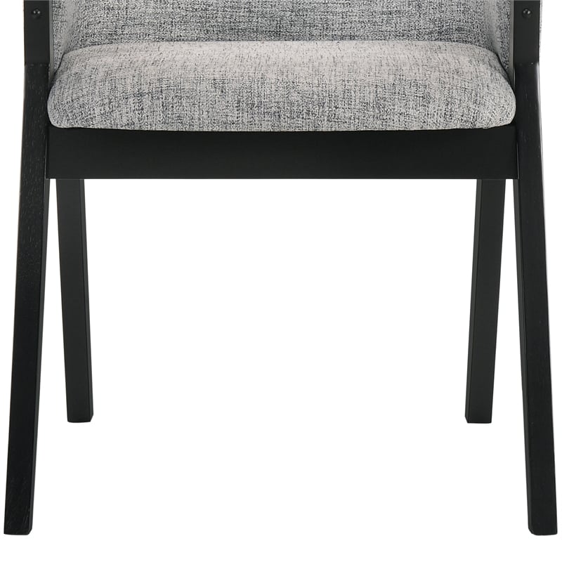 Armen Living Renzo Wood/Fabric Dining Side Chairs in Light Gray/Black (Set of 2)