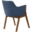 Armen Living Renzo Wood/Fabric Dining Side Chairs in Blue/Walnut (Set of 2)