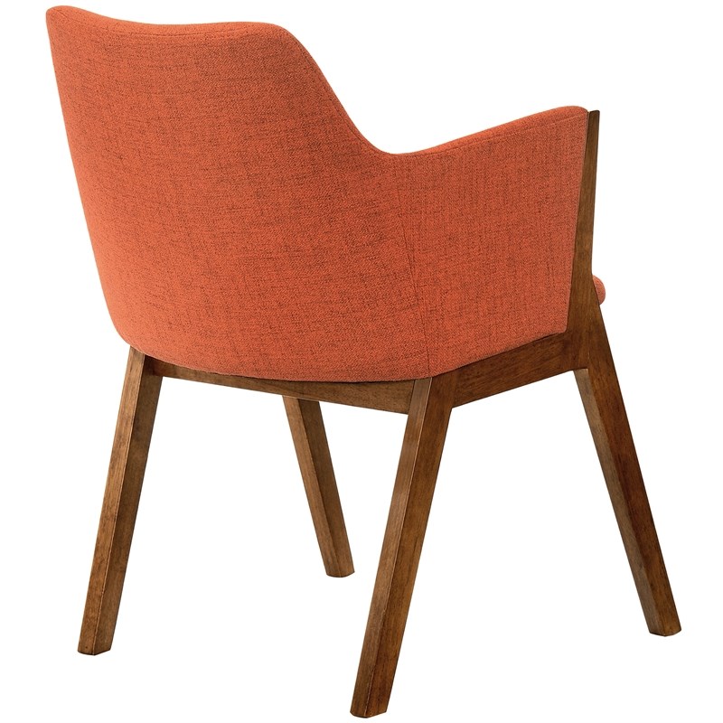 Armen Living Renzo Wood/Fabric Dining Side Chairs in Orange/Walnut (Set of 2)