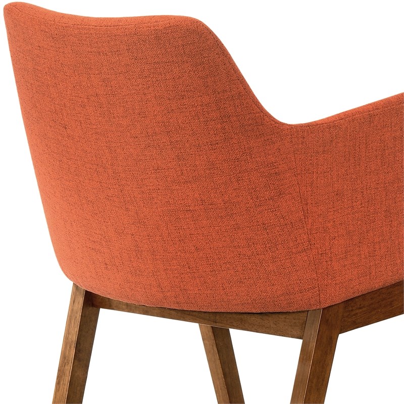 Armen Living Renzo Wood/Fabric Dining Side Chairs in Orange/Walnut (Set of 2)