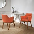 Armen Living Renzo Wood/Fabric Dining Side Chairs in Orange/Walnut (Set of 2)