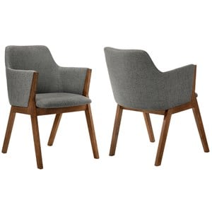 Armen Living Renzo 18&quot Wood Dining Side Chairs in Charcoal/Walnut (Set of 2)