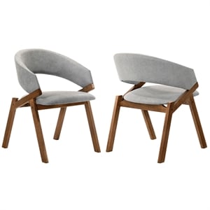 Armen Living Talulah 19&quot Wood Dining Side Chairs in Gray/Walnut (Set of 2)