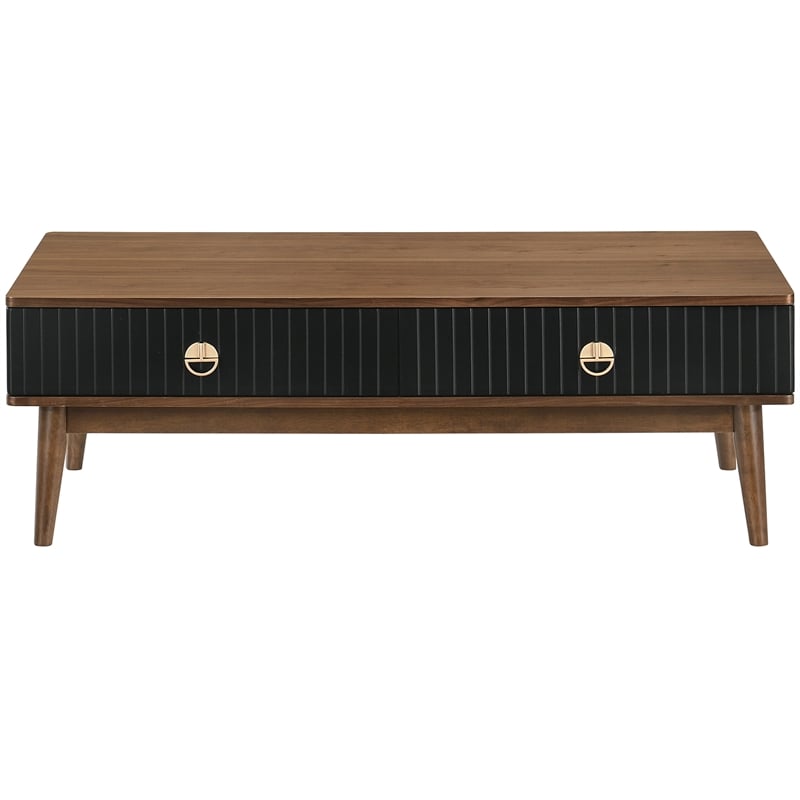 armen living amigo modern veneer wood coffee table in black/walnut