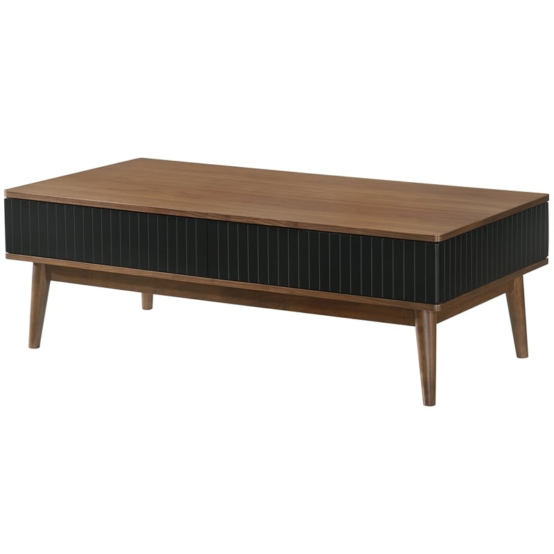 armen living amigo modern veneer wood coffee table in black/walnut