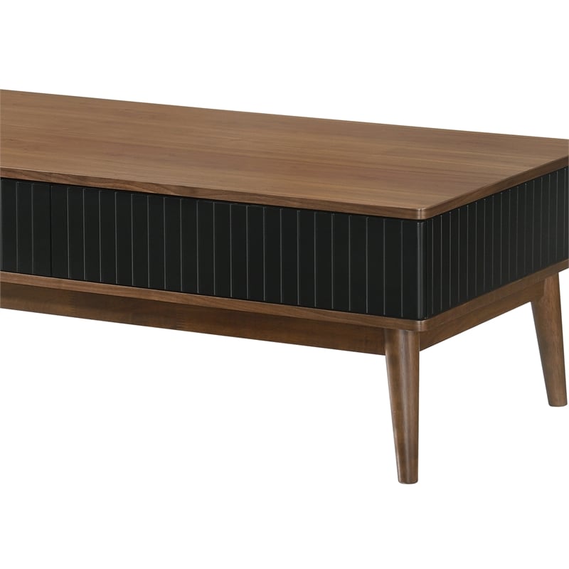 armen living amigo modern veneer wood coffee table in black/walnut