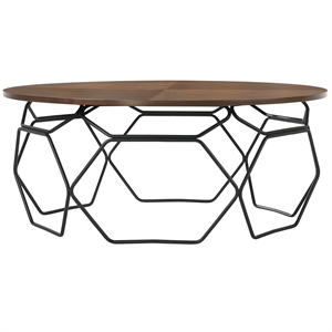 Armen Living Cosmo Modern Wood and Metal Coffee Table in Walnut/Black