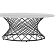 Armen Living Loxley Modern Metal/Marble Coffee Table in White marble/Black