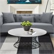 Armen Living Loxley Modern Metal/Marble Coffee Table in White marble/Black