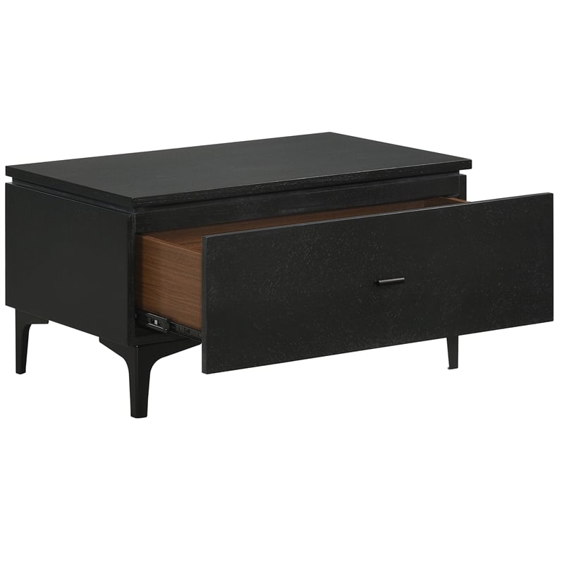 Armen Living Legend 3-Piece Fabric & Wood King Bedroom Set in Gray/Black