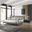 Armen Living Legend 3-Piece Fabric & Wood King Bedroom Set in Gray/Black
