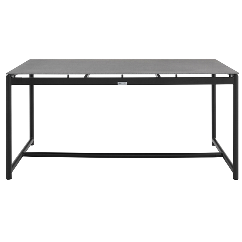 Armen Living Crown Aluminum & Stone Outdoor Dining Table in Black