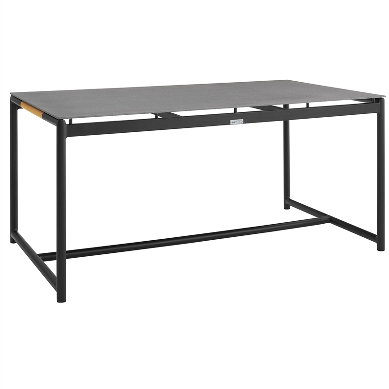 Armen Living Crown Aluminum & Stone Outdoor Dining Table in Black