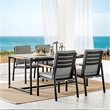 Armen Living Crown Aluminum & Stone Outdoor Dining Table in Black