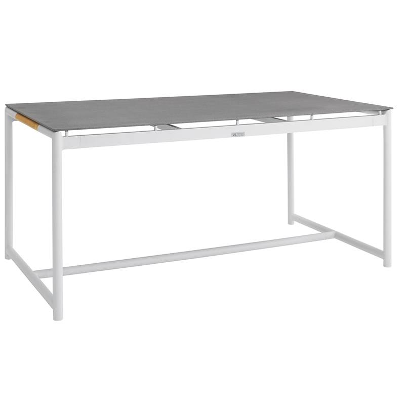 Armen Living Crown Aluminum & Stone Outdoor Dining Table in White