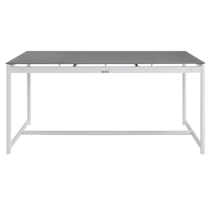 Armen Living Crown Aluminum & Stone Outdoor Dining Table in White