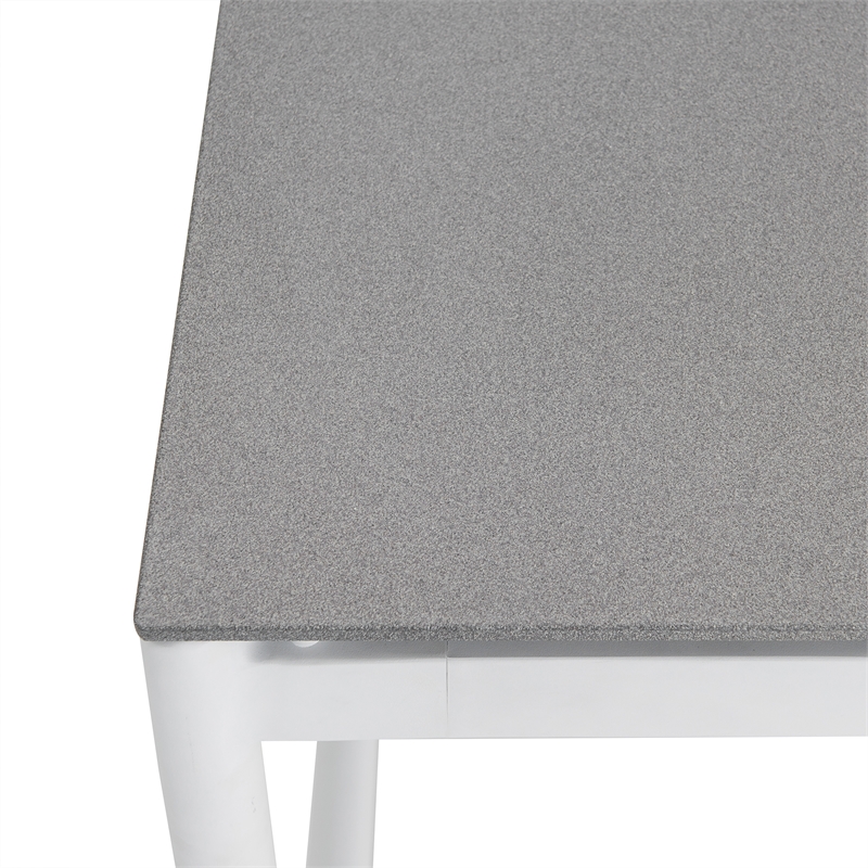 Armen Living Crown Aluminum & Stone Outdoor Dining Table in White