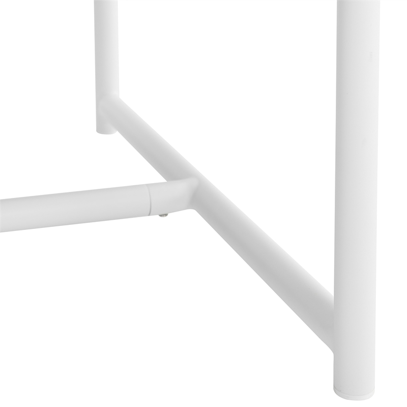 Armen Living Crown Aluminum & Stone Outdoor Dining Table in White