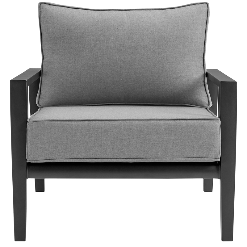 Armen Living Cayman 4-Piece Aluminum Outdoor Seating Set in Black/Dark Gray