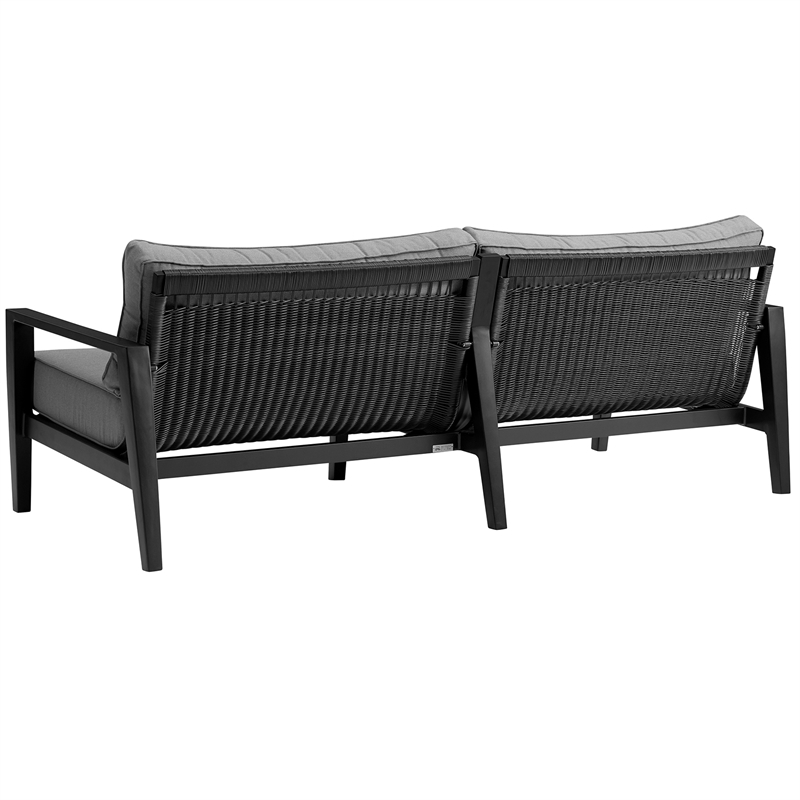 Armen Living Cayman 4-Piece Aluminum Outdoor Seating Set in Black/Dark Gray