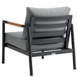 Crown 4 Piece Black Aluminum and Teak Outdoor Seating Set