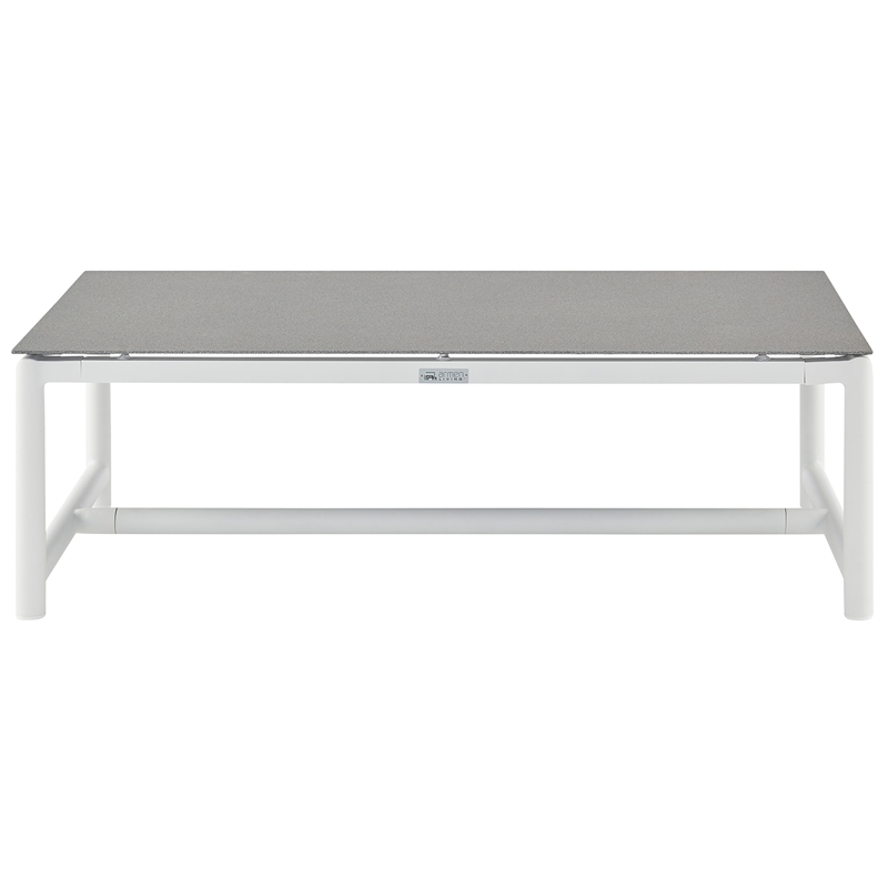 Armen Living Crown 4-Piece Aluminum and Teak Outdoor Seating Set in White