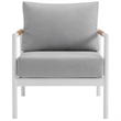 Armen Living Crown 4-Piece Aluminum and Teak Outdoor Seating Set in White
