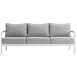 Armen Living Crown 4-Piece Aluminum and Teak Outdoor Seating Set in White