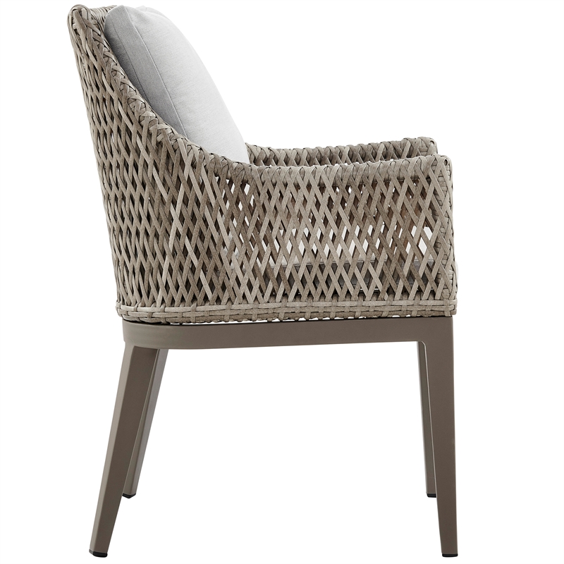Grenada Outdoor Wicker and Aluminum Gray Dining Chair  - Set of 2