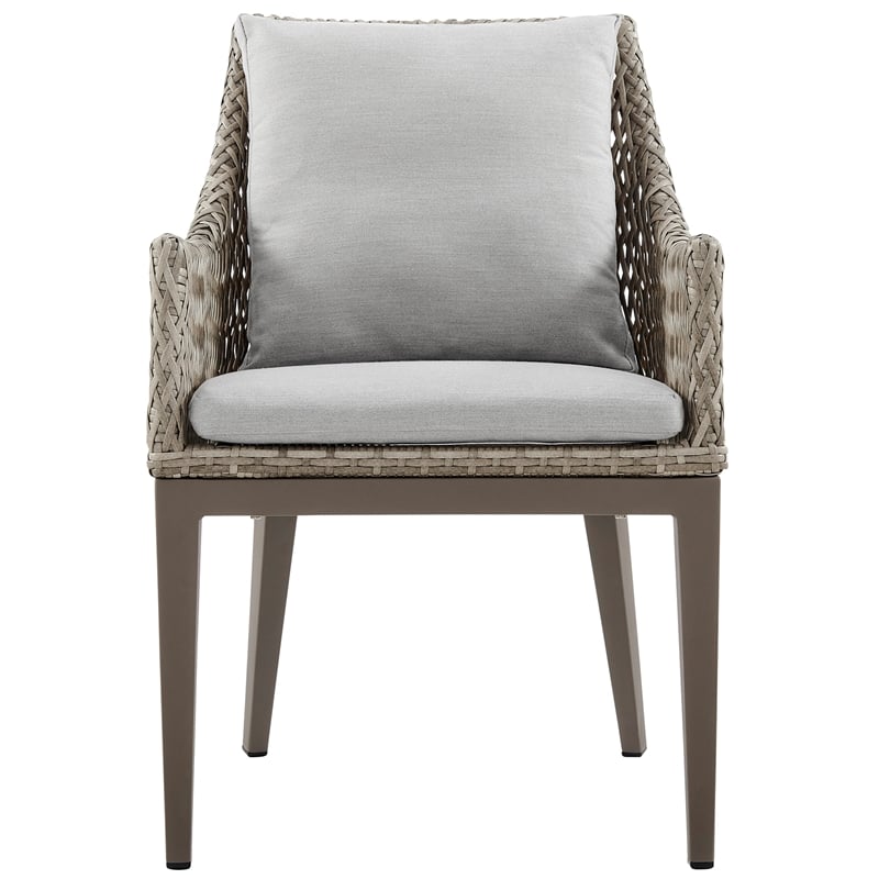 Grenada Outdoor Wicker and Aluminum Gray Dining Chair  - Set of 2