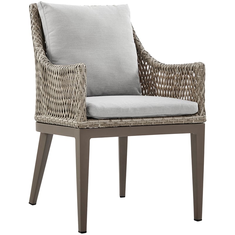 Grenada Outdoor Wicker and Aluminum Gray Dining Chair  - Set of 2