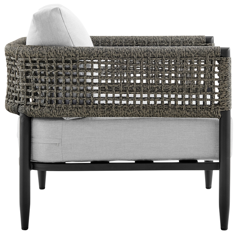 Armen Living Alegria 4-Piece Outdoor Aluminum & Rope Conversation Set in Black