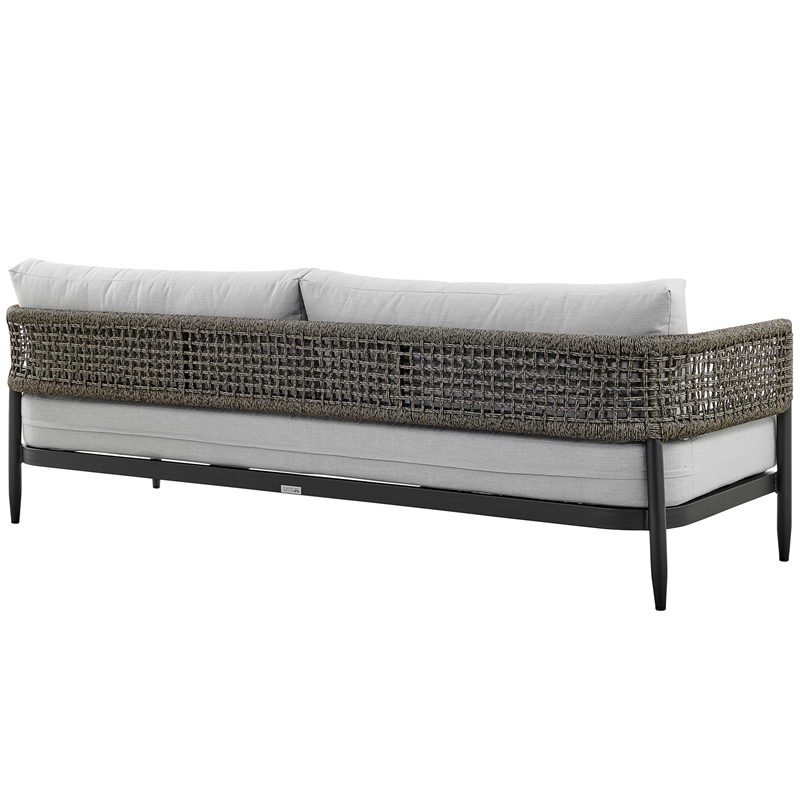Armen Living Alegria 4-Piece Outdoor Aluminum & Rope Conversation Set in Black
