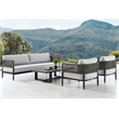 Armen Living Alegria 4-Piece Outdoor Aluminum & Rope Conversation Set in Black