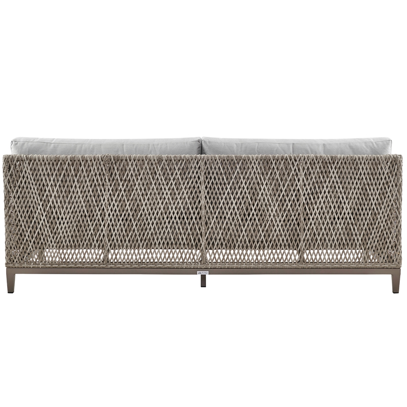 Armen Living Grenada 4-Piece Outdoor Fabric and Wicker Conversation Set in Gray