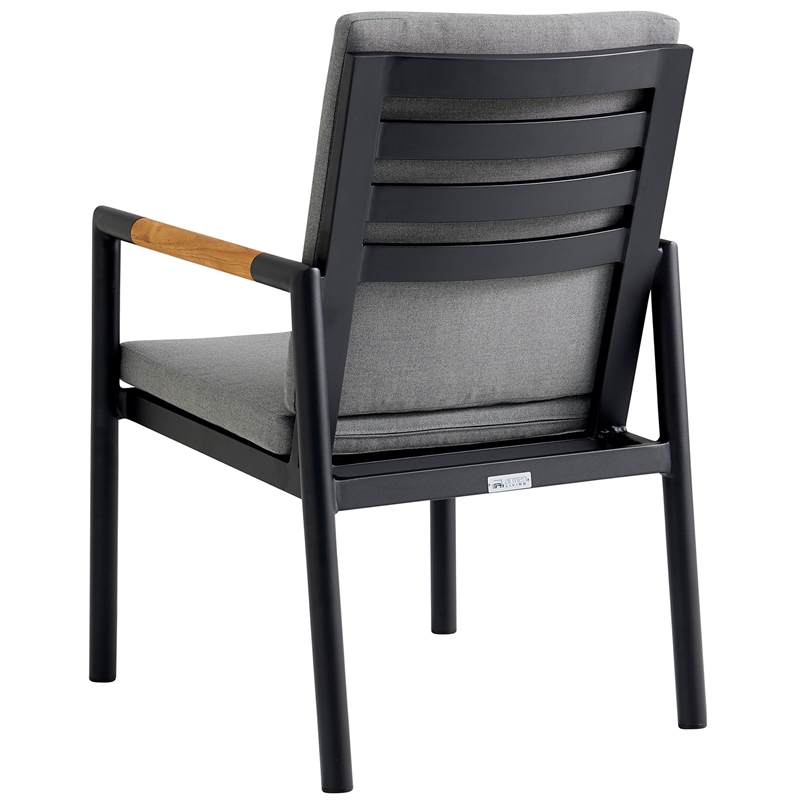 Armen Living Crown 5-Piece Fabric Outdoor Dining Set in Black/Dark Gray