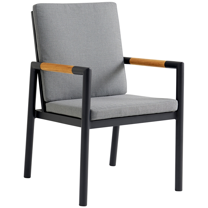 Armen Living Crown 5-Piece Fabric Outdoor Dining Set in Black/Dark Gray