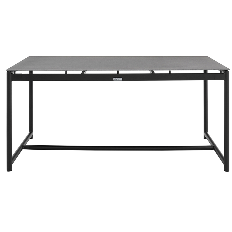 Armen Living Crown 7-Piece Fabric Outdoor Dining Set in Black/Dark Gray