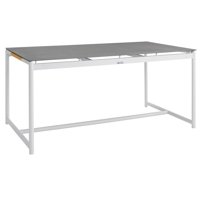 Armen Living Crown 5-Piece Fabric Outdoor Dining Set in White/Light Gray