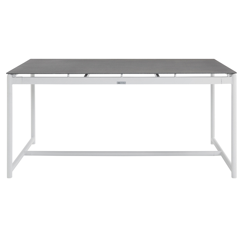 Armen Living Crown 5-Piece Fabric Outdoor Dining Set in White/Light Gray