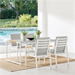 Armen Living Crown 5-Piece Fabric Outdoor Dining Set in White/Light Gray