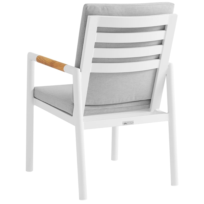 Armen Living Crown 5-Piece Fabric Outdoor Dining Set in White/Light Gray