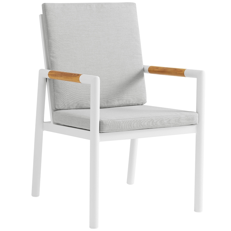 Armen Living Crown 5-Piece Fabric Outdoor Dining Set in White/Light Gray