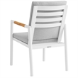 Armen Living Crown 7-Piece Fabric Outdoor Dining Set in White/Light Gray