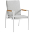 Armen Living Crown 7-Piece Fabric Outdoor Dining Set in White/Light Gray
