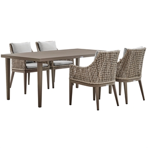 Armen Living Grenada 5-Piece Aluminum & Fabric Outdoor Dining Set in Gray