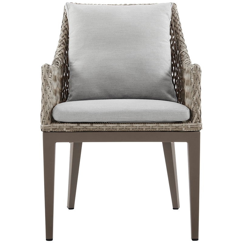 Armen Living Grenada 7-Piece Aluminum & Fabric Outdoor Dining Set in Gray