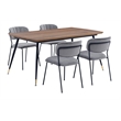 Armen Living Messina and Carlo 5-Piece Modern Velvet Dining Set in Gray/Walnut