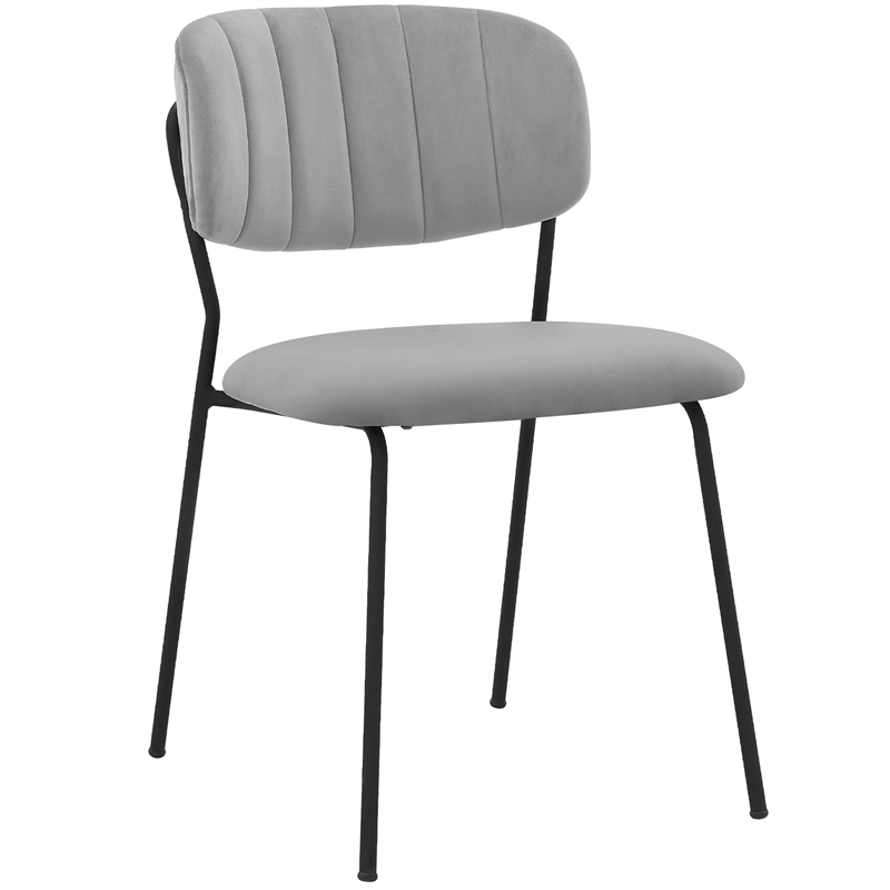 Armen Living Messina and Carlo 5-Piece Modern Velvet Dining Set in Gray/Walnut