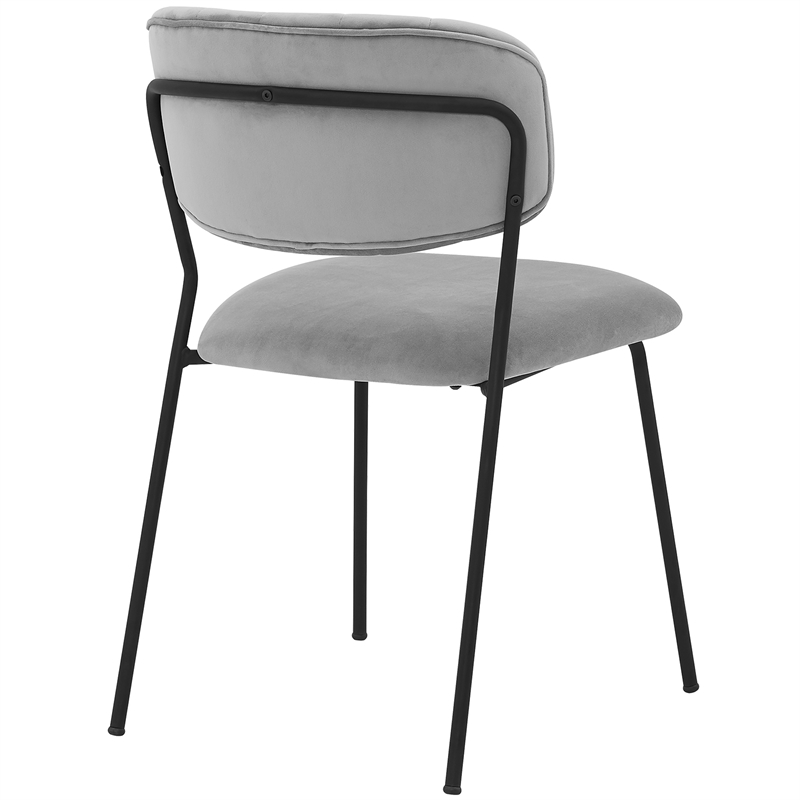 Armen Living Messina and Carlo 5-Piece Modern Velvet Dining Set in Gray/Walnut